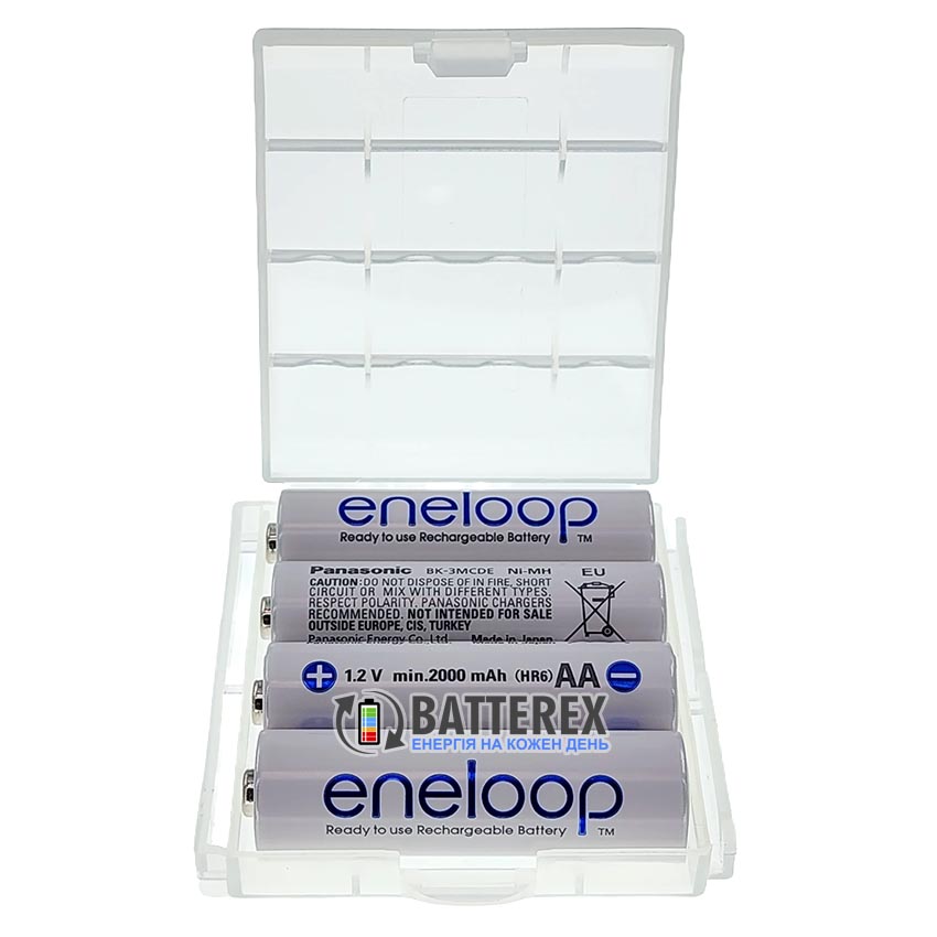 AA Panasonic Eneloop 2000 mah BK-3MCDE в пластиковых боксах по 4 шт.