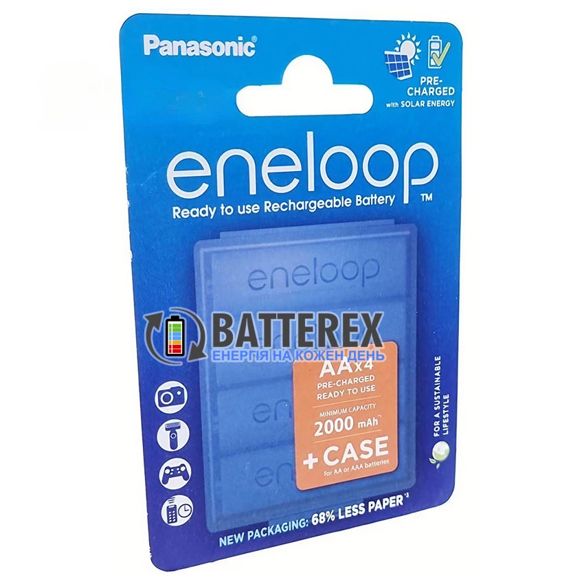 Комплект AA Panasonic Eneloop BK-3MCDEC4CP+Case - 4 акумулятори AA Panasonic Eneloop 2000 mah та фірмовий бокс Eneloop