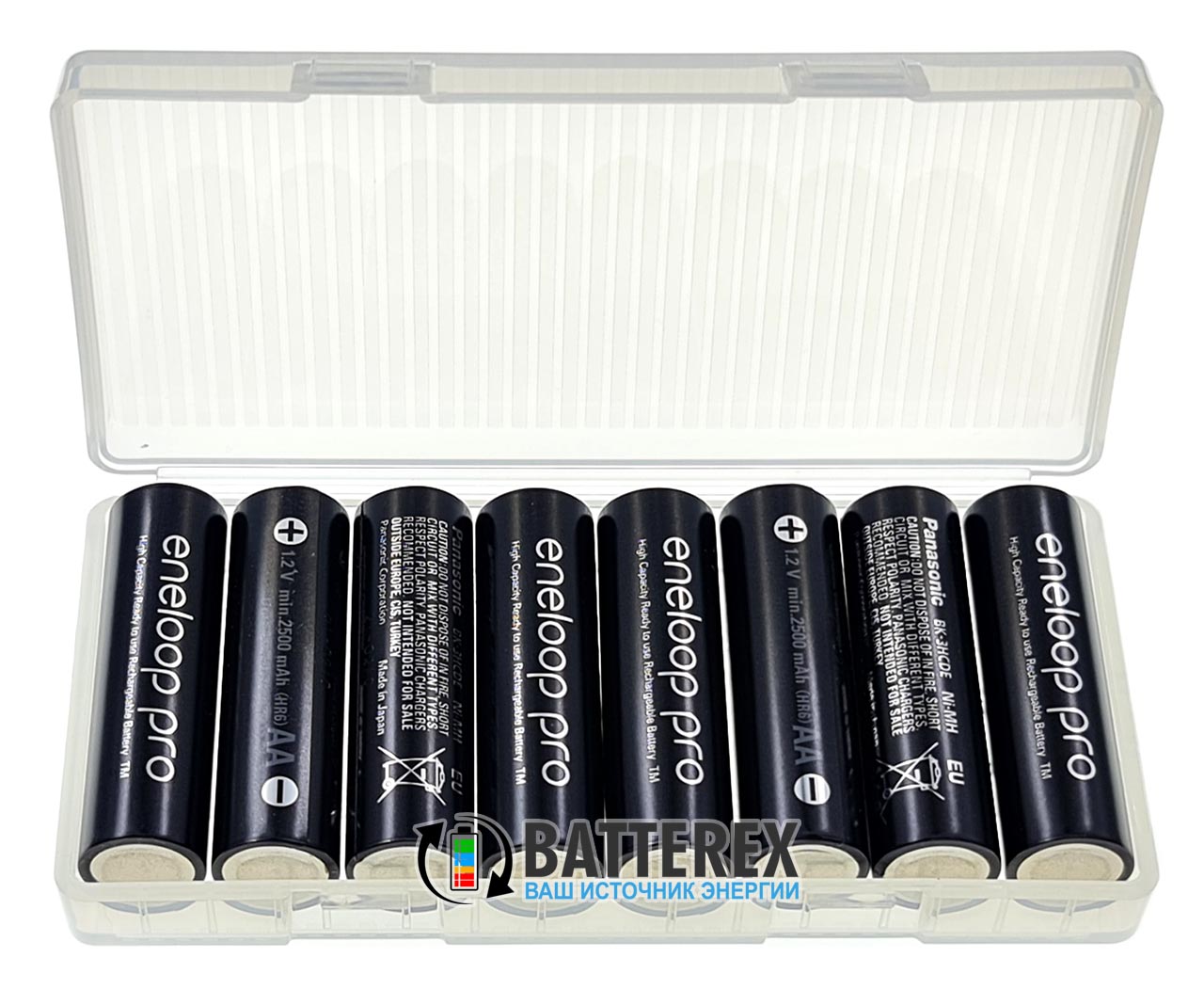 AA Panasonic Eneloop Pro 2600mah BK-3HCDE - 8 шт. в пластиковом боксе - 2021 год