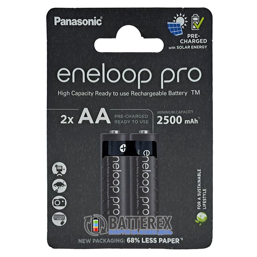 Аккумуляторы AA Panasonic Eneloop Pro 2600mah BK-3HCDE/2CP EcoBox