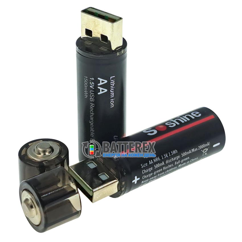 AA Li-ion Soshine 1500mWh 1.5V USB-A