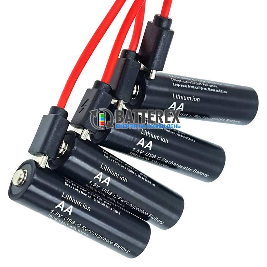 Літієвий акумулятор 1.5В AA Li-ion Soshine 3500mWh із зарядкою від USB Type-C - комплект 4 шт з кабелем та боксом Літієвий акумулятор 1.5В AA Li-ion Soshine 3500mWh із зарядкою від USB Type-C - комплект 4 шт з кабелем та боксом
