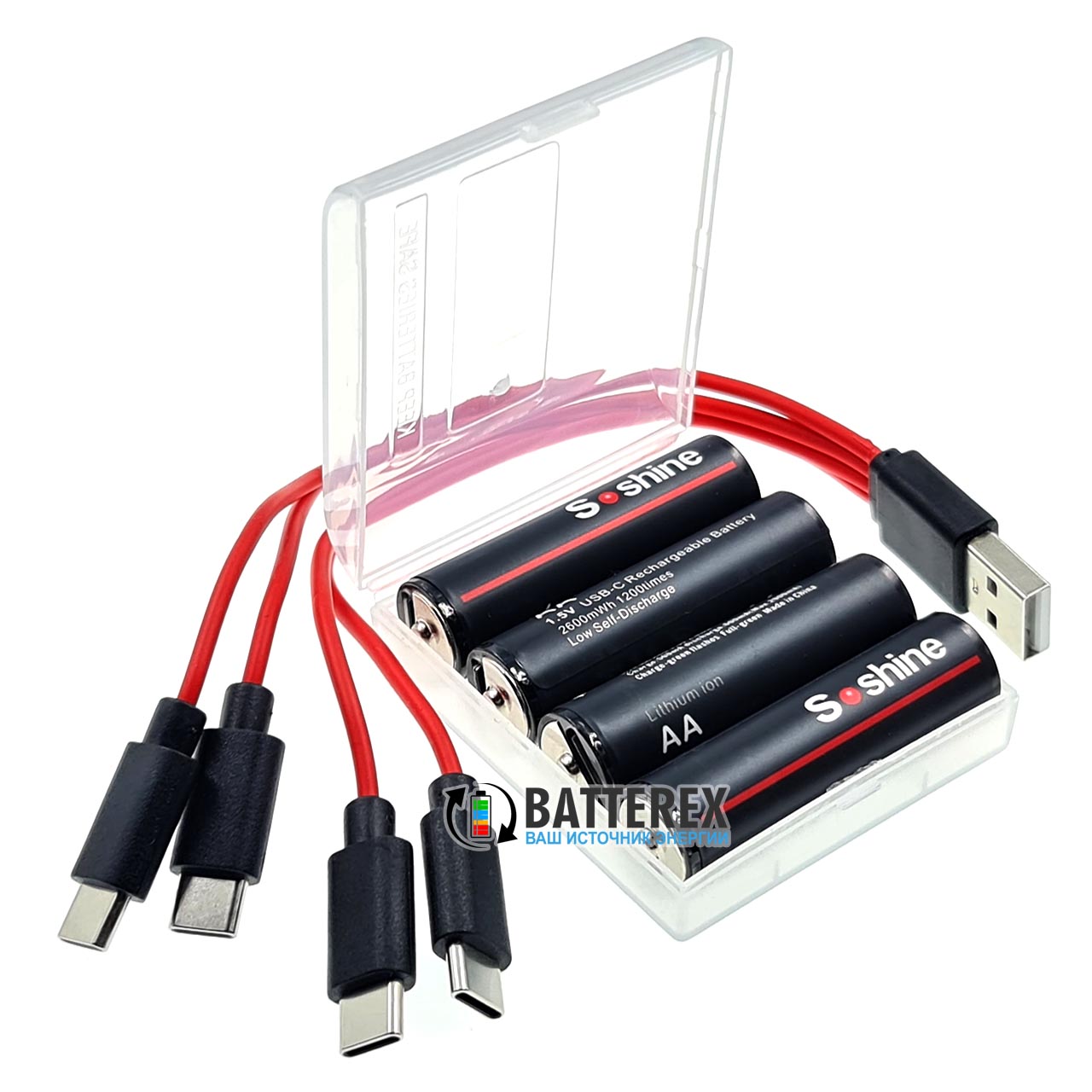 AA Li-ion Soshine 2600mWh 1.5V Protected USB Type-C AA Li-ion Soshine 2600mWh 1.5V Protected USB Type-C