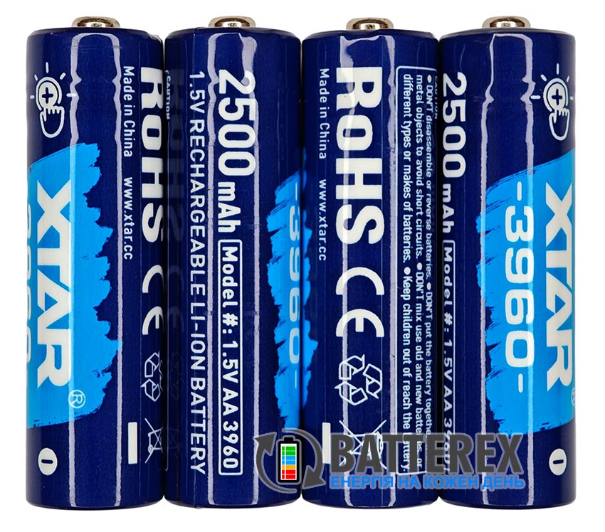 AA Li-ion XTAR 3960mWh 2500mAh 1.5V Touch to Check Power AA Li-ion XTAR 3960mWh 2500mAh 1.5V Touch to Check Power