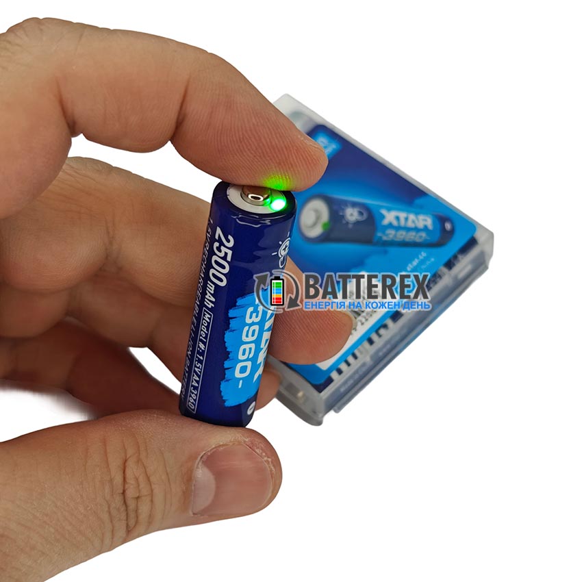 Акумулятор AA Li-ion XTAR 3960mWh 2500mAh 1.5V Touch Check Power з перевіркою рівня заряду Акумулятор AA Li-ion XTAR 3960mWh 2500mAh 1.5V Touch Check Power з перевіркою рівня заряду