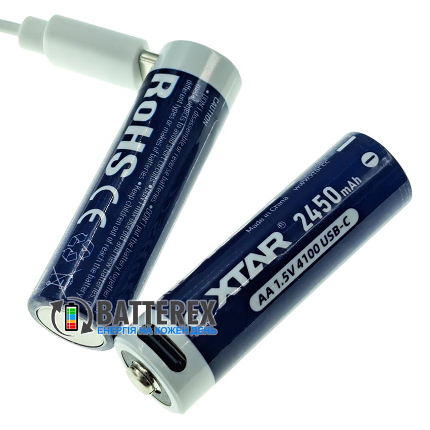 Акумулятор AA Li-ion XTAR 4100mWh 2450mAh 1.5V USB Type-C
