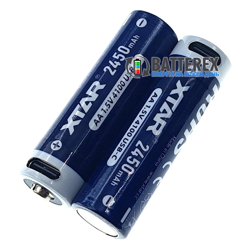 Акумулятор AA Li-ion XTAR 4100mWh 2450mAh 1.5V USB Type-C із зарядкою від USB Type-C