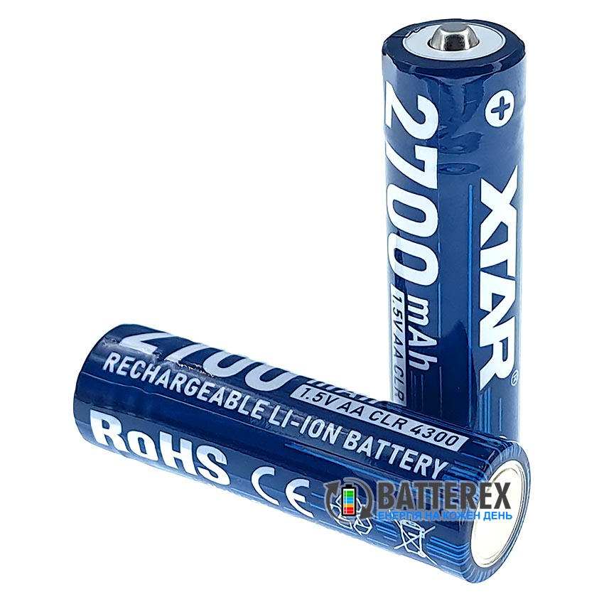Акумулятори AA Li-ion XTAR 4300mWh 2700mAh 1.5V CLR Constant Voltage1.5V+Linear Discharge