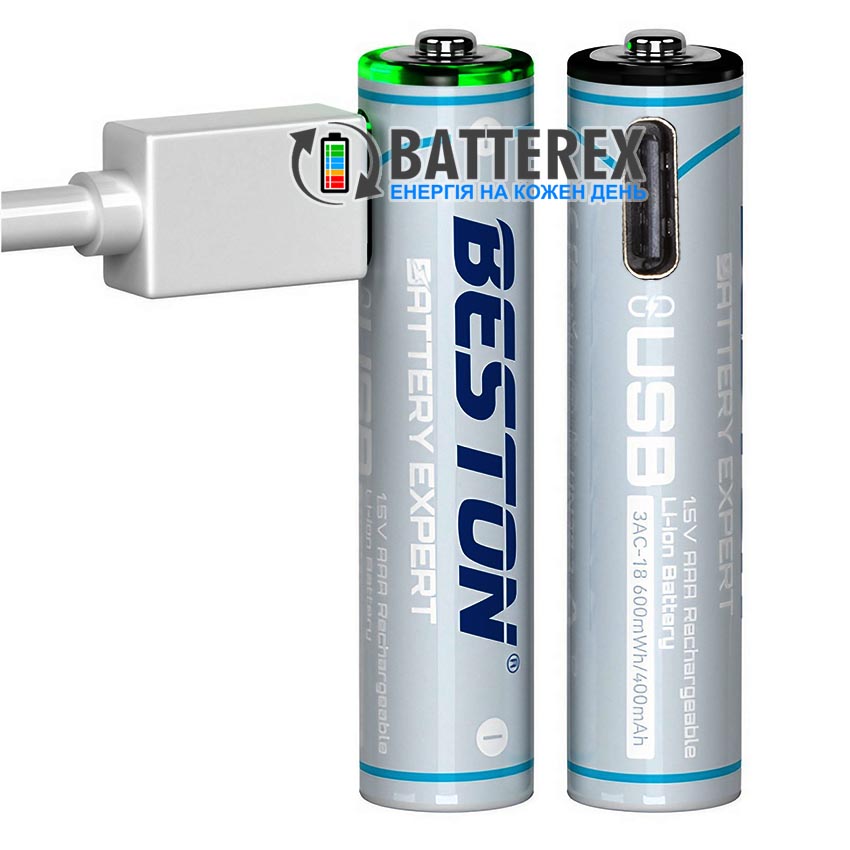 AAA Li-ion Beston 600mWh 1.5V Protected USB Type-C