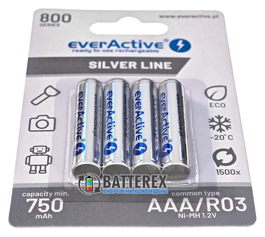 аккумуляторы AAA EverActive 800mah