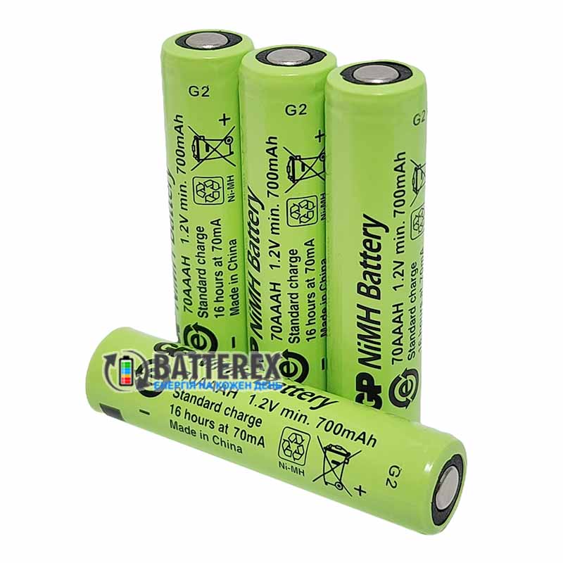 Акумулятор AAA GP 70AAAH NiMH 700mah Flat Top технічний