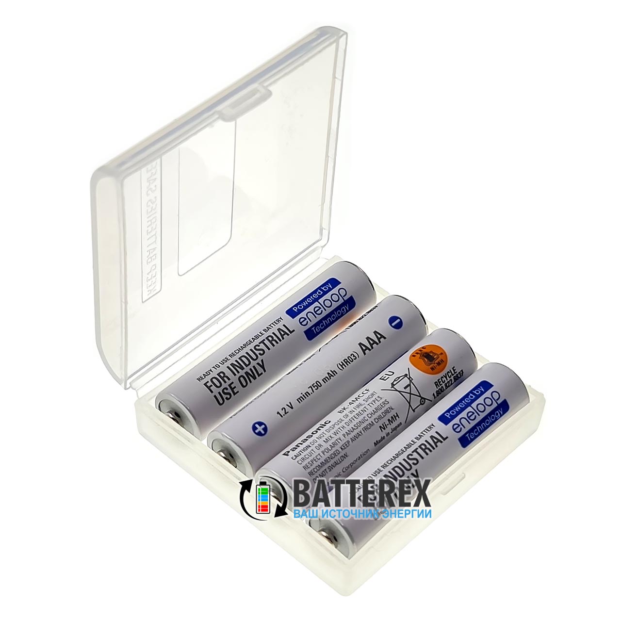 AAA Panasonic Eneloop Industrial 800mah BK-4MCCF 2100 циклов - 4 шт. в пластиковом боксе AAA Panasonic Eneloop Industrial 800mah BK-4MCCF 2100 циклов - 4 шт. в пластиковом боксе