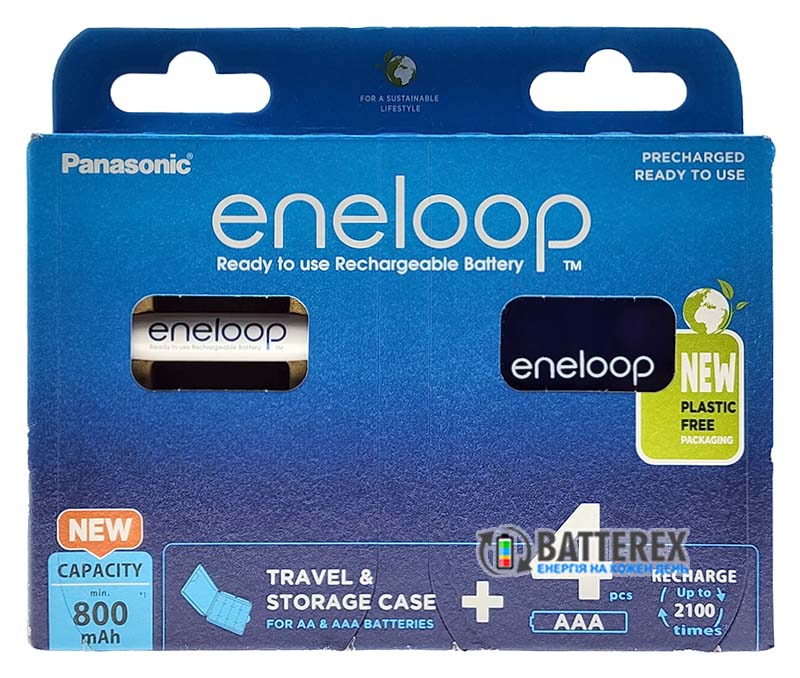 AAA Panasonic Eneloop 800 mah BK-4MCDE C4BE EcoBox - набор 4 аккумулятора и фирменный бокс Eneloop для хранения