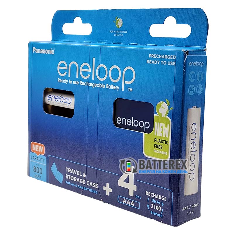 Комплект 4 аккумулятора AAA Panasonic Eneloop 800 mah и фирменный бокс Eneloop