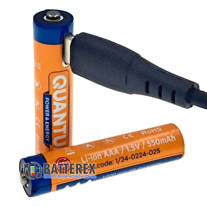 Акумулятор AAA Li-ion Quantum 1.5V 550mah із портом USB Type-C
