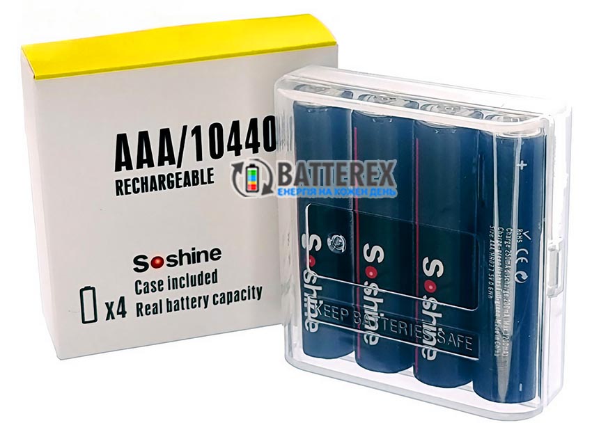 Литиевый аккумулятор 1.5В AAA Li-ion Soshine 600mWh с зарядкой от USB Type-C 