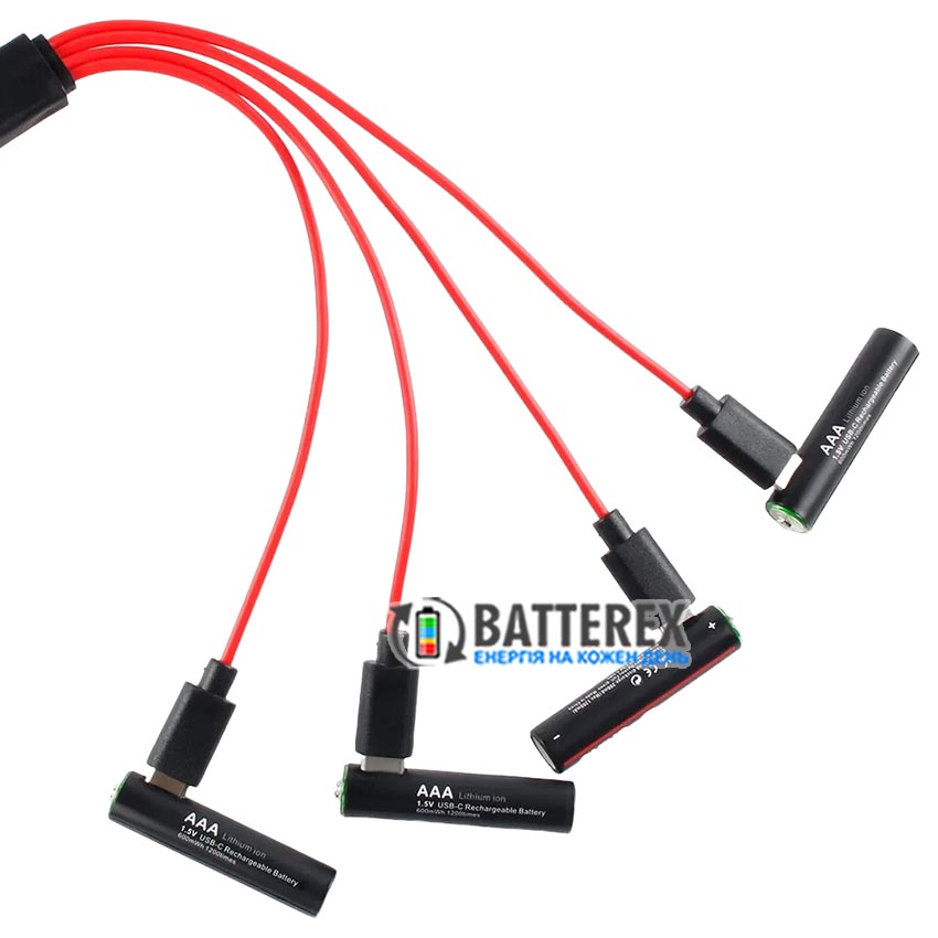 Аккумуляторы AAA Li-ion Soshine 1.5V 600mWh USB Type-C