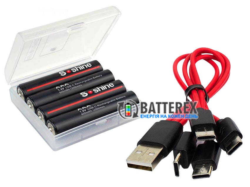 AAA Li-ion Soshine 1.5V 600mah Protected USB Type-C