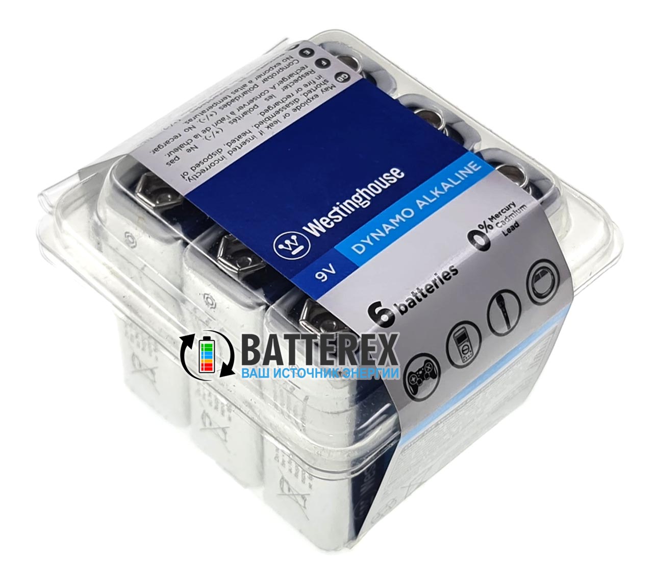 Батарейки щелочные Крона Westinghouse Dynamo Alkaline 9V 6LR41
