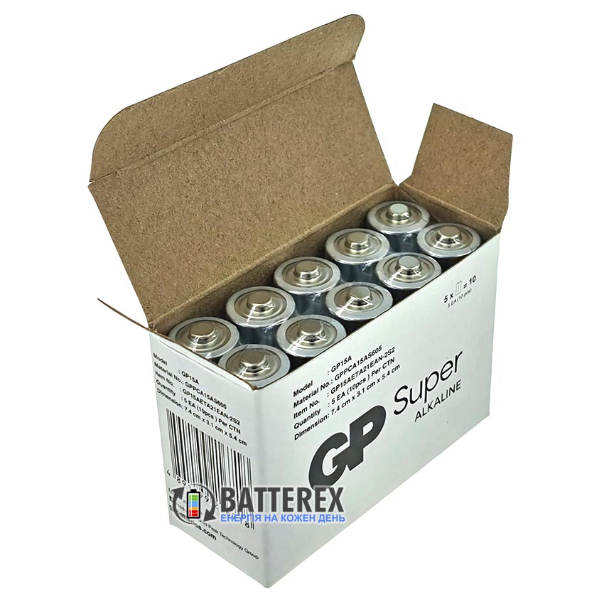 Батарейки щелочные AA GP Super Alkaline G-TECH LR6 1.5V упаковка 10 шт