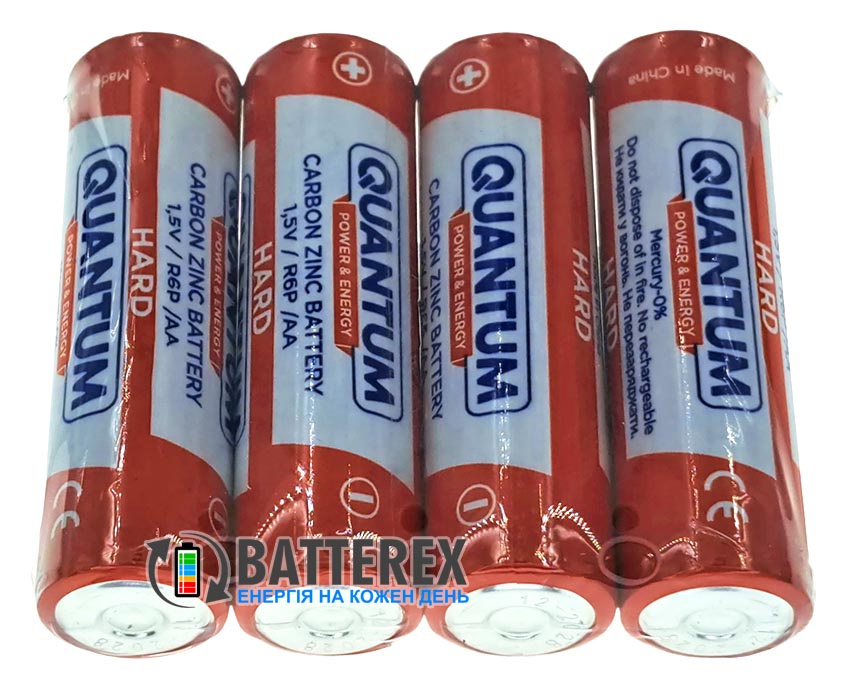 Батарейки сольові AA Quantum Hard Carbon Zinc R6 1.5V