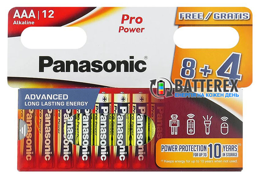 Батарейки лужні AAA Panasonic Alkaline Pro Power LR03 1.5V упаковка 12 шт