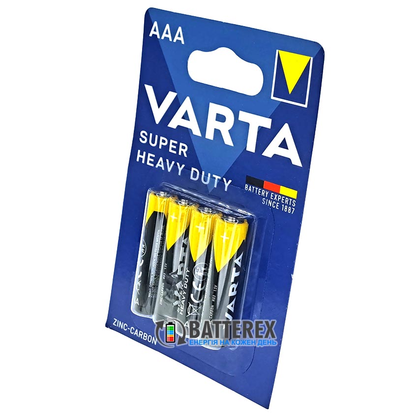 Батарейки солевые AAA Varta Super Heavy Duty Zinc-Carbon R03 1.5V, упаковка 4 шт.
