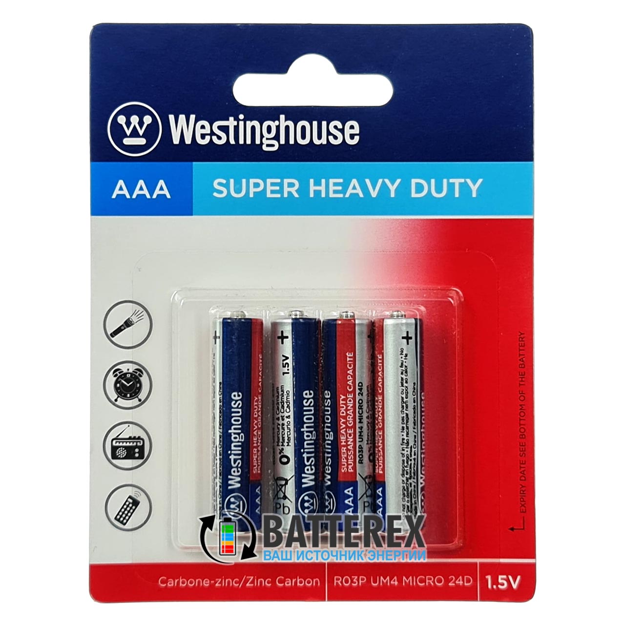Батарейки солевые ААА Westinghouse Super Heavy Duty R03 1.5V