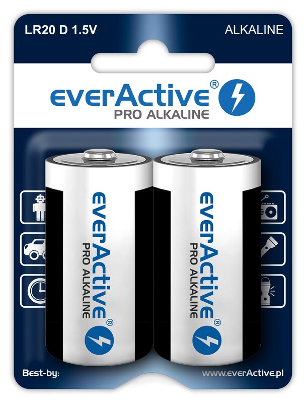 Лужні батарейки D LR20 Everactive Pro Alkaline 1.5V