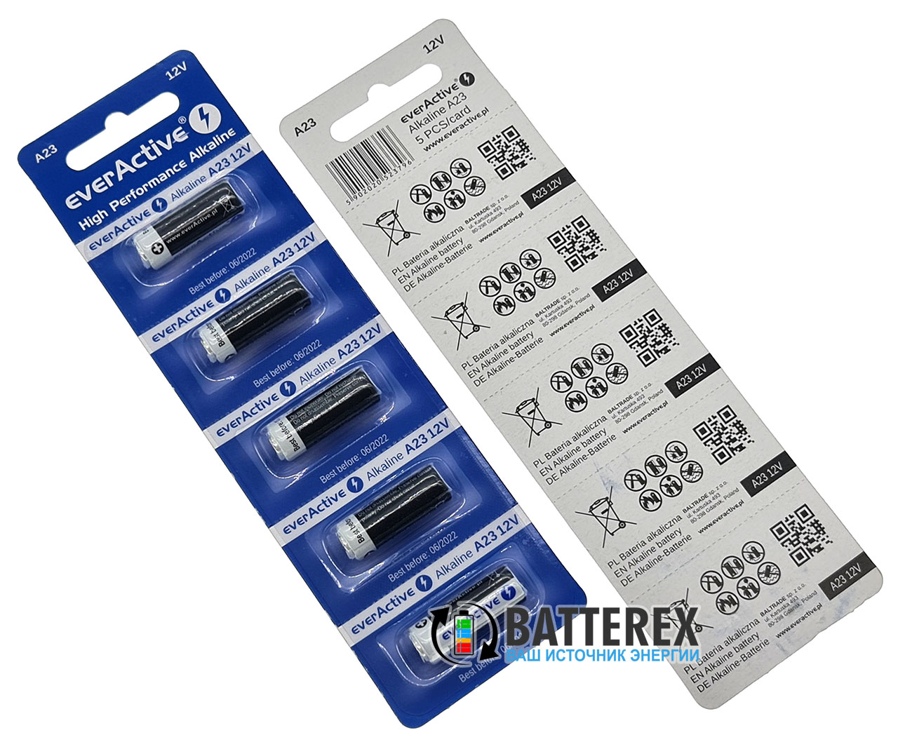 Батарейка щелочная А23 LRV08 Everactive Alkaline 12V