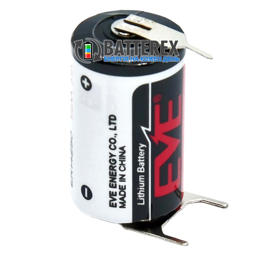 Батарейка літієва EVE ER14250 1/2AA 3.6V PFR LiSOCl2 із виводами 3-pin під пайку в плату