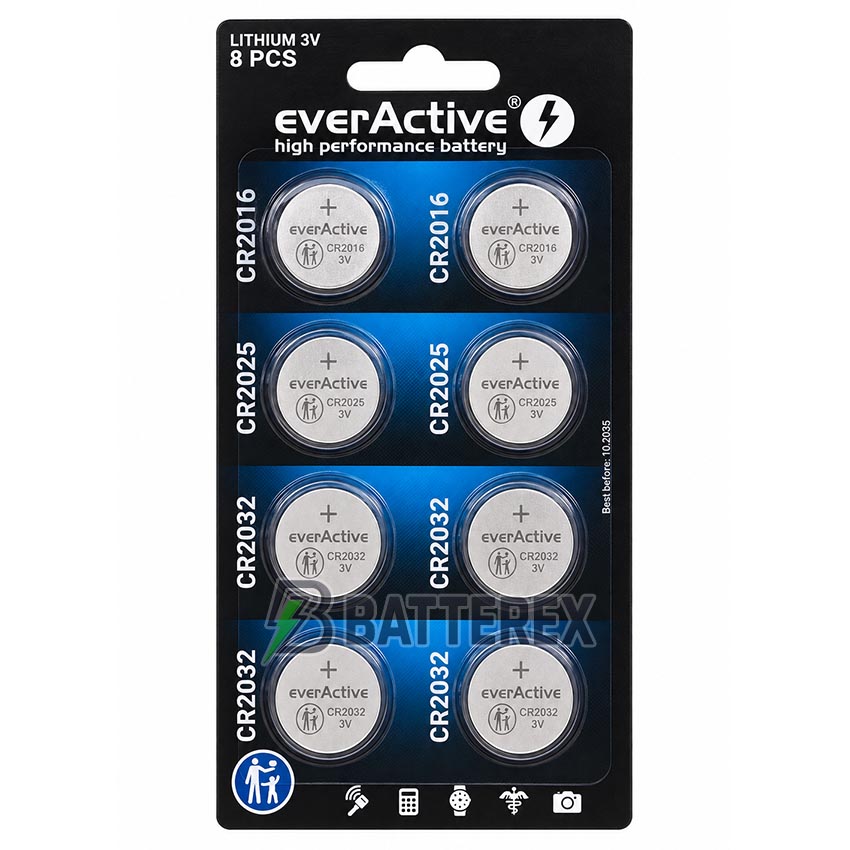 Набір батарейок 2xCR2016 2xCR2025 4xCR2032 Everactive Lithium Battery 3V