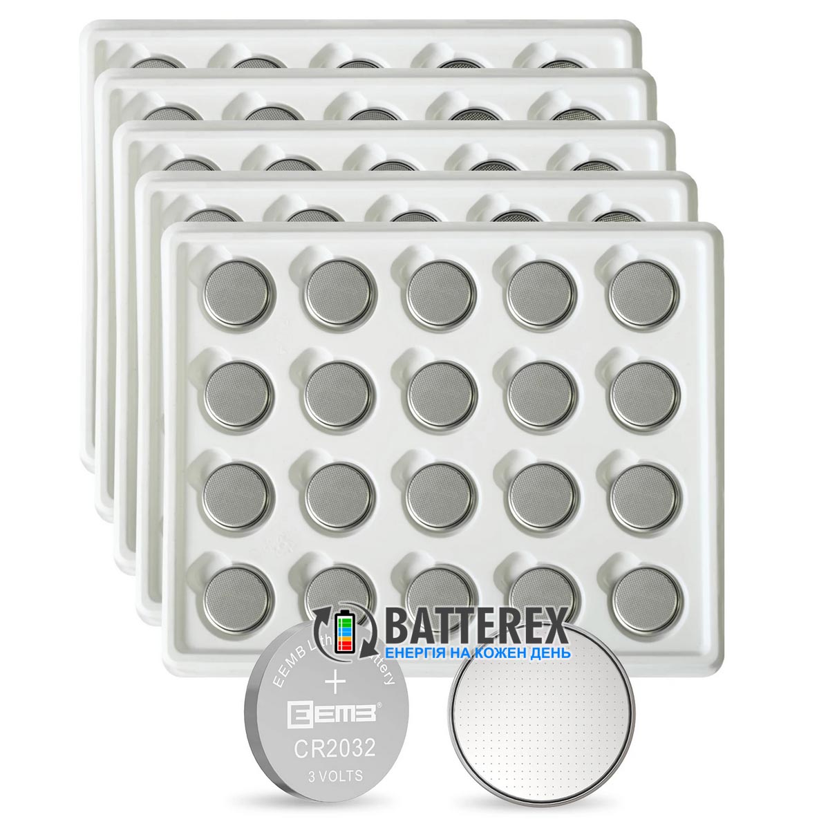 Батарейки CR2032 EEMB Lithium Battery 3V, упаковка 20 шт.