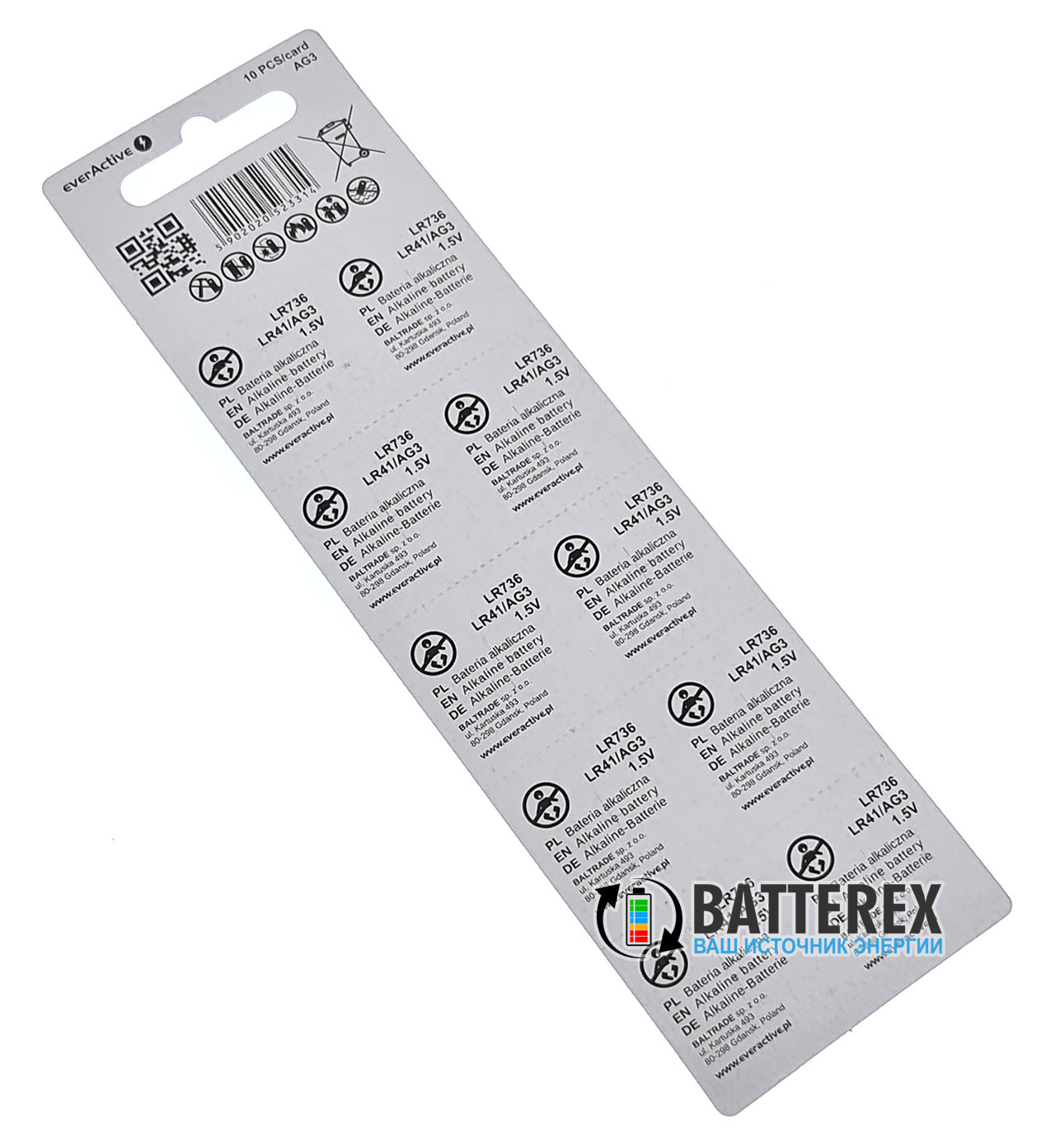 Батарейка AG3 LR41 Everactive