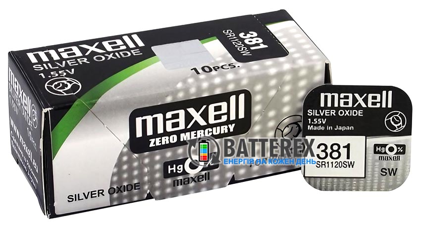 Батарейка годинникова 381 SR1120SW AG8 Maxell Silver Oxide 1.55V
