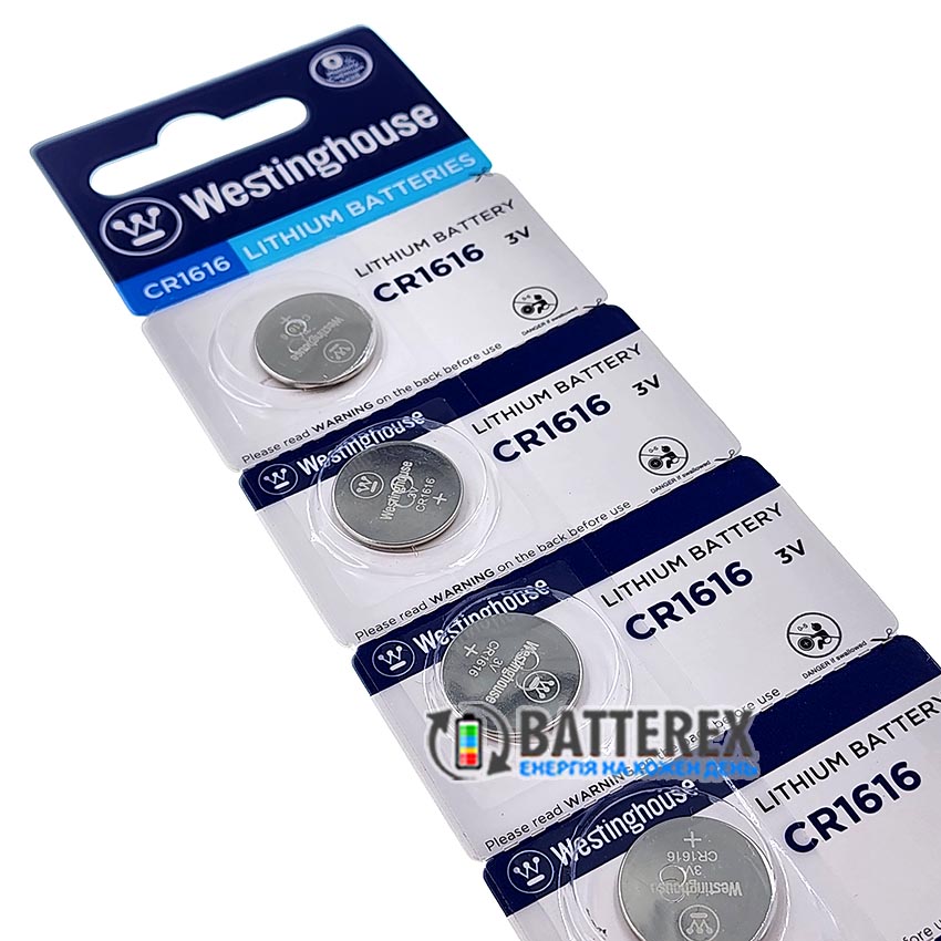Батарейки CR1616 Westinghouse Lithium Battery 3V, поштучно від 1 шт.