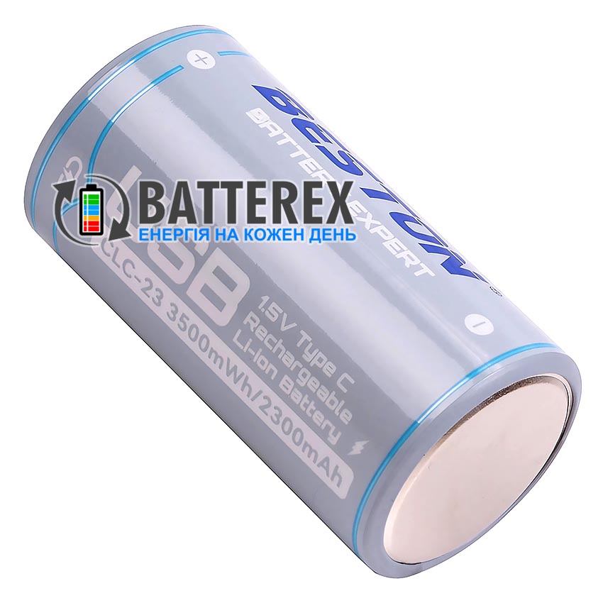 Аккумулятор C R14 1.5V USB Type-C Li-ion Beston 3500mWh 2300mAh с кабелем для зарядки