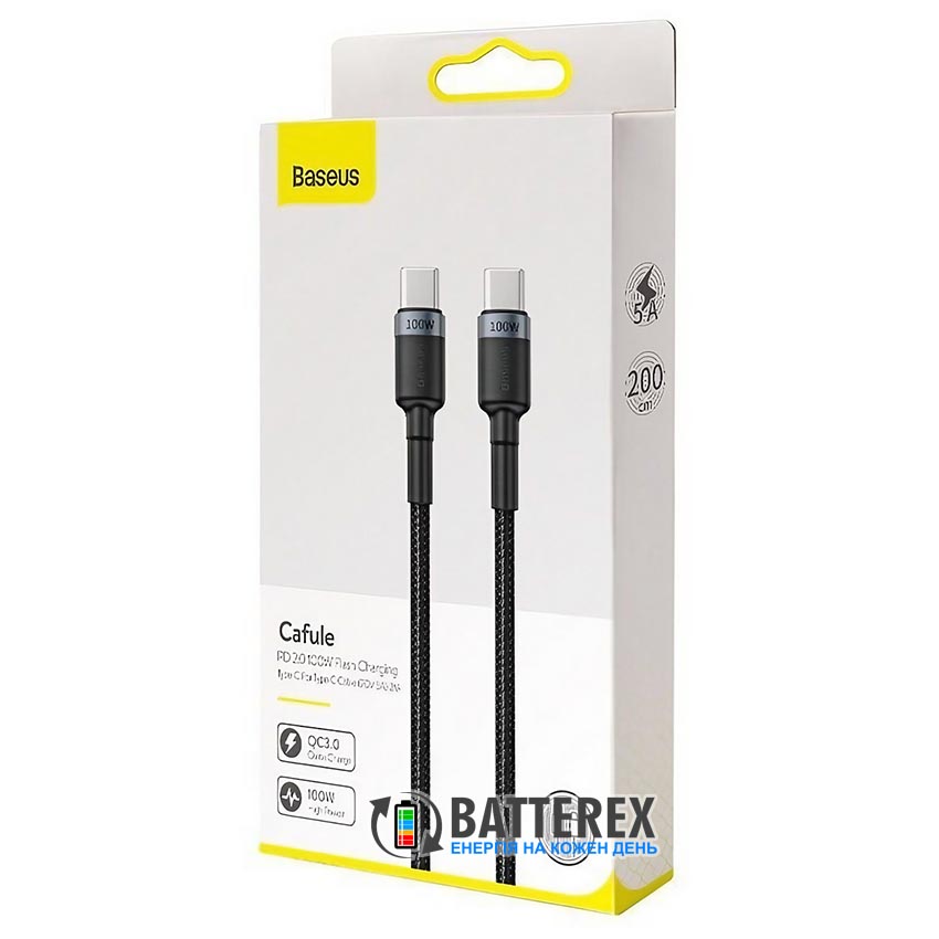 Кабель Baseus Type-C to Type-C 100W 5-20V 5A CATKLF-ALG1