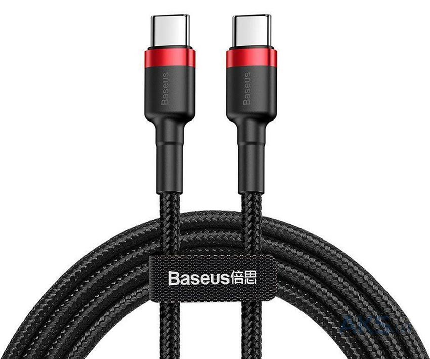 Кабель Baseus Cafule CATKLF-H91 Type-C to Type-C 3A Red/Black
