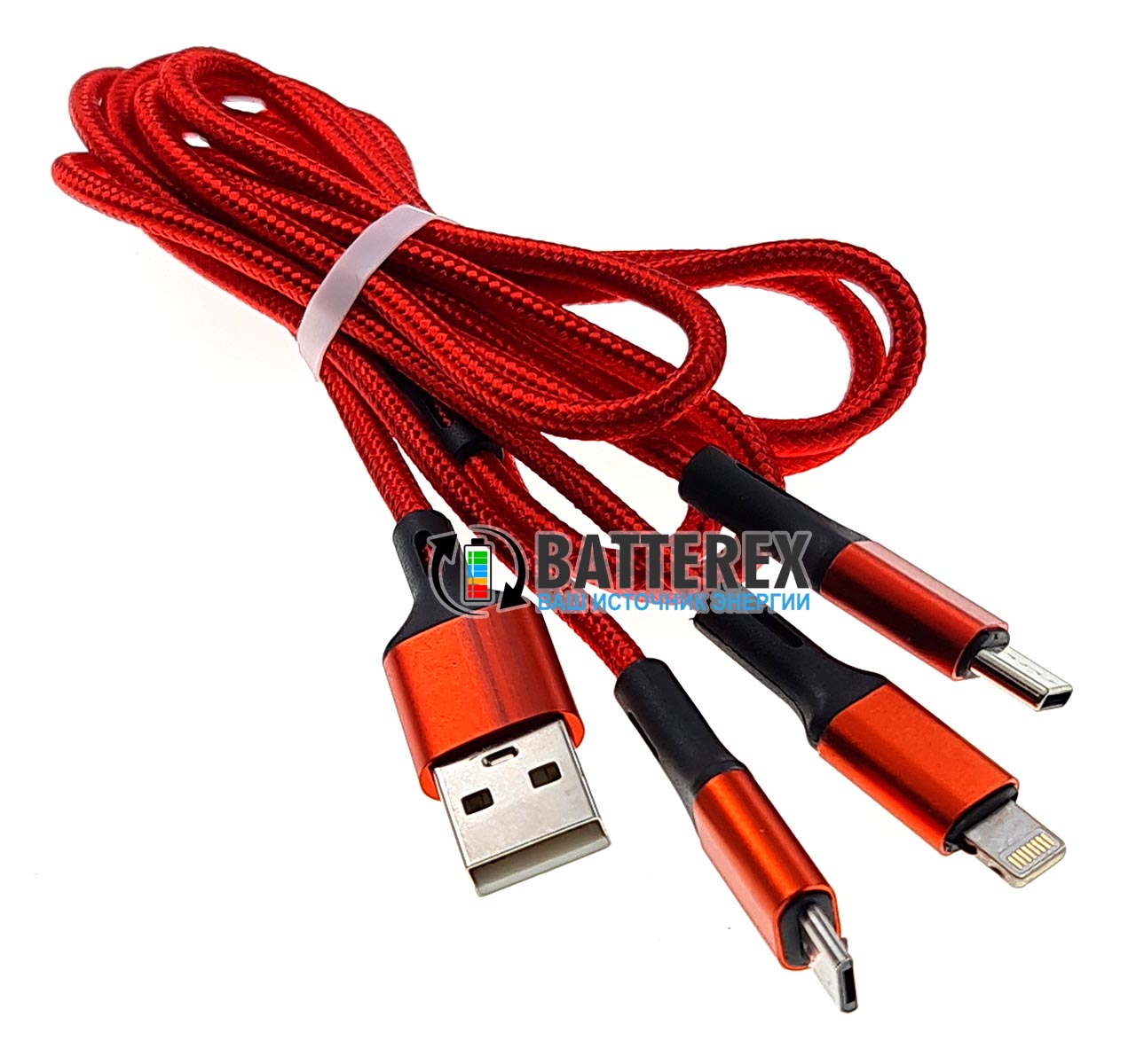 Универсальный кабель-переходник Exradigital USB - Type-C - Lightning - microUSB - длина 1м Универсальный кабель-переходник Exradigital USB - Type-C - Lightning - microUSB - длина 1м