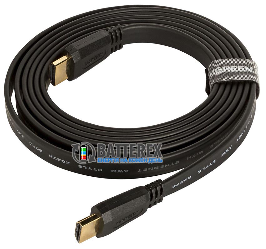 Кабель 4K HDMI UGREEN ED015 UGR-70159 Flat Cable v2.0 длина 2м чёрный