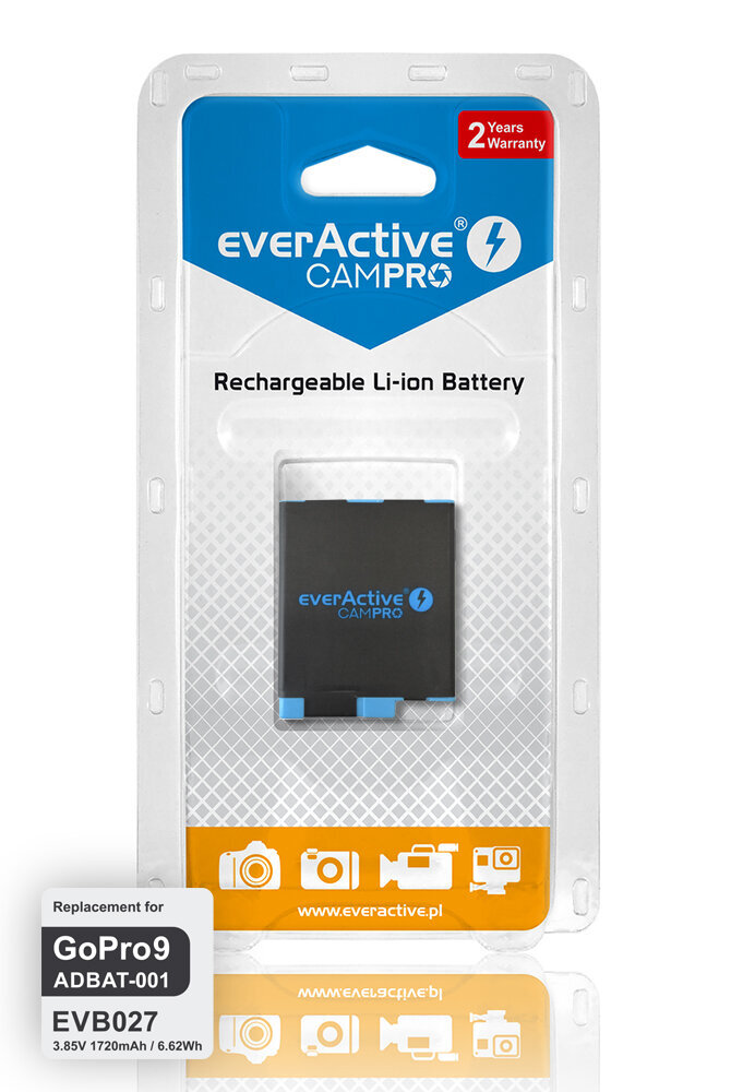 Аккумулятор GoPro Hero 9 1250mah EverActive CamPRO EVB027 Аккумулятор GoPro Hero 9 1250mah EverActive CamPRO EVB027