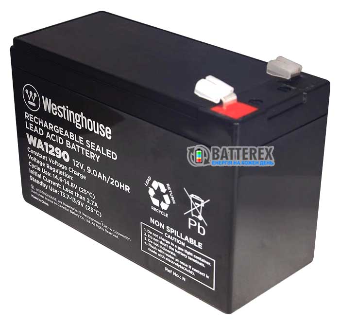 Батарея акумуляторна свинцево-кислотна Westinghouse 12V 9Ah terminal F2