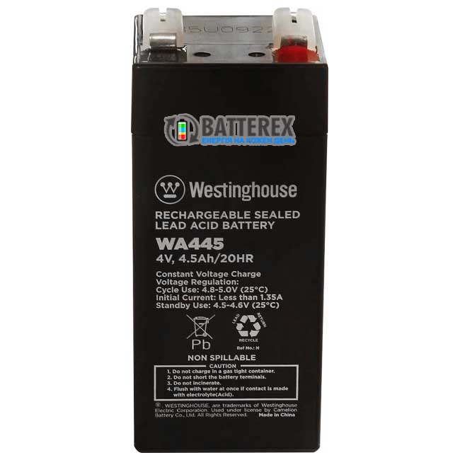 Акумуляторна батарея Westinghouse 4V 4.5Ah свинцево-кислотна, тип клеми T1 Акумуляторна батарея Westinghouse 4V 4.5Ah свинцево-кислотна, тип клеми T1