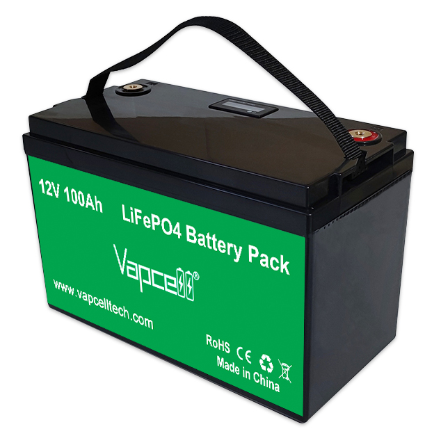 Аккумулятор LiFePO4 LFP Vapcell 12V 100Ah BMS LCD клемма M8