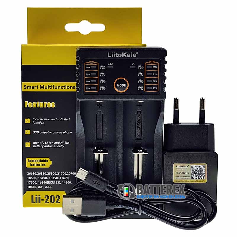 LiitoKala Lii-202  + блок живлення Liitokala 5V 2A