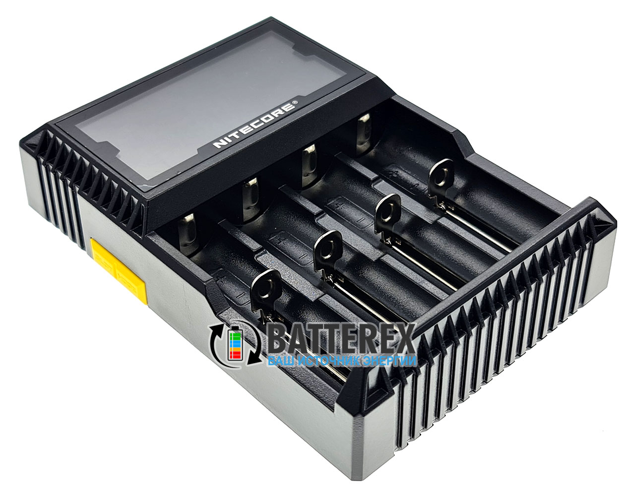 Nitecore D4 - зарядний пристрій на 4 акумулятори NiMH/Li-ion/LiFePO4 + автоадаптер Liitokala 12V