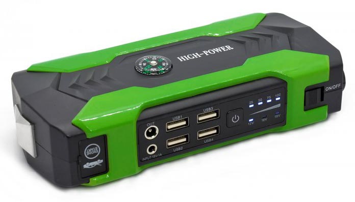 Повербанк с пусковым устройством для автомобиля HQ-Tech High-Power 28000mAh зелёный