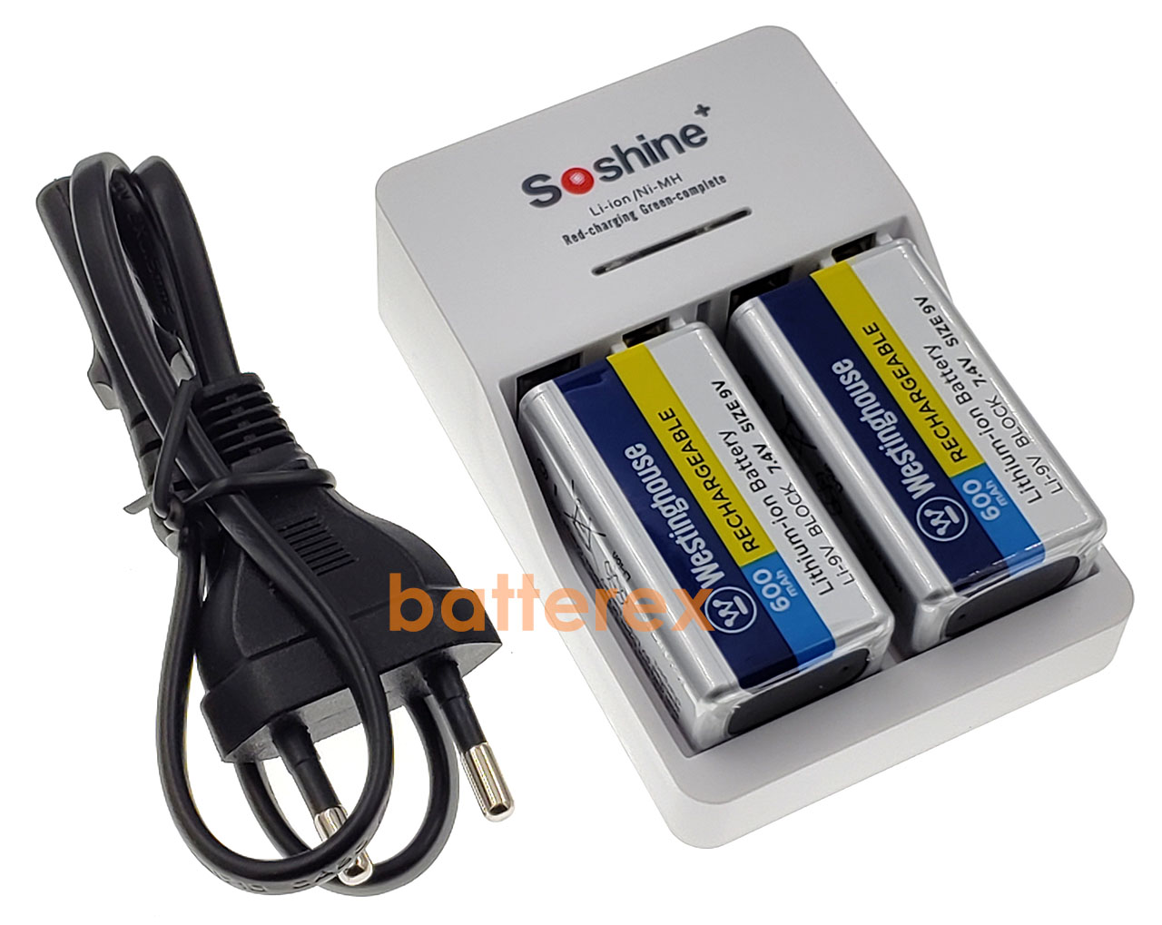 Зарядное устройство Soshine SC-V1 и 2 аккумулятора Крона Li-ion Westinghouse 600mah