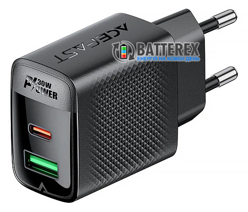 ACEFAST A98 GaN Fast Dual Port Charger C+U PD 30W Black